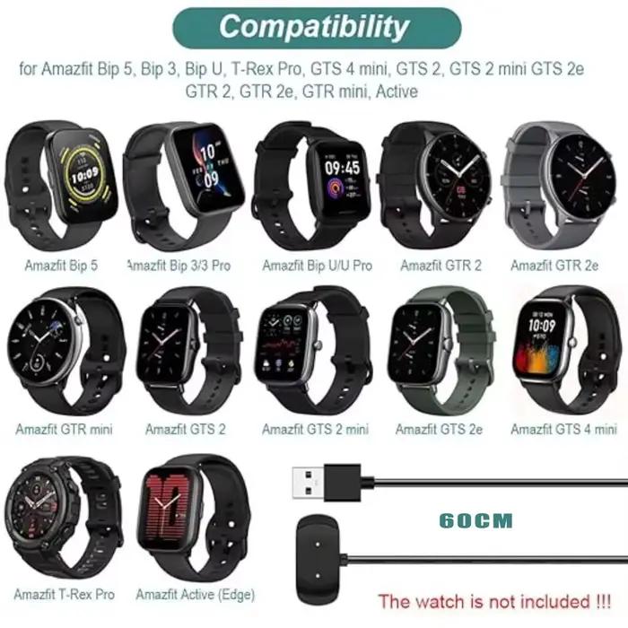 Chargeur pour Amazfit Bip 3/ Bip 3 Pro/ GTS 4 Mini/ Bip U Pro/GTS 2/ GTR 2/ GTS2