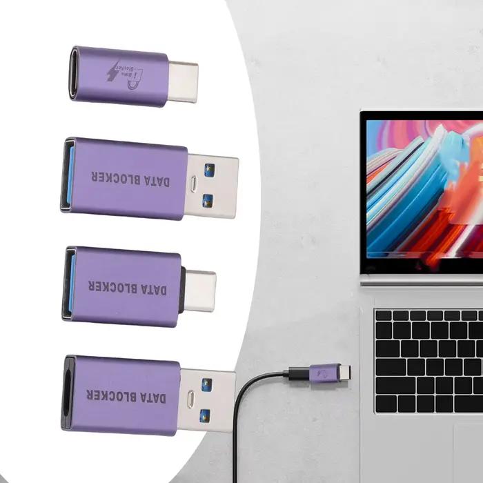 Bloqueur de données USB A mâle vers USB C femelle – Anti-piratage pour tous les téléphones mobiles USB – Charge rapide