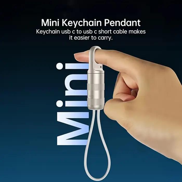 Câble de charge USB-C vers Type-C tressé portable de 20 cm avec lanière
