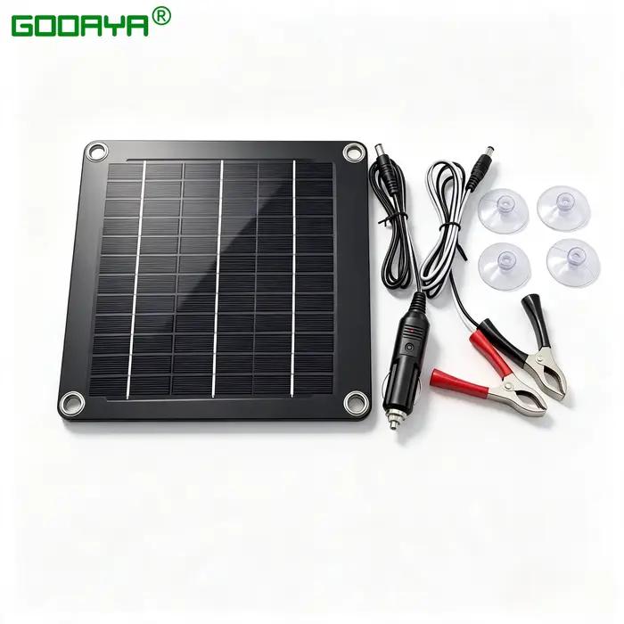 Chargeur de panneau solaire polycristallin 12V USB, chargeur portable étanche pour téléphone, batterie externe, camping en plein air, voiture, bateau