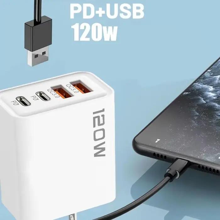 120W 4 ports USB Type C chargeur câble de données de charge rapide adaptateur