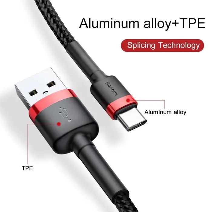 Câble USB Type C Baseus pour charge rapide et transmission de données, 3m, compatible avec Samsung S22 S10, Xiaomi POCO, Huawei, et autres smartphones pour usage quotidien et cadeaux spéciaux