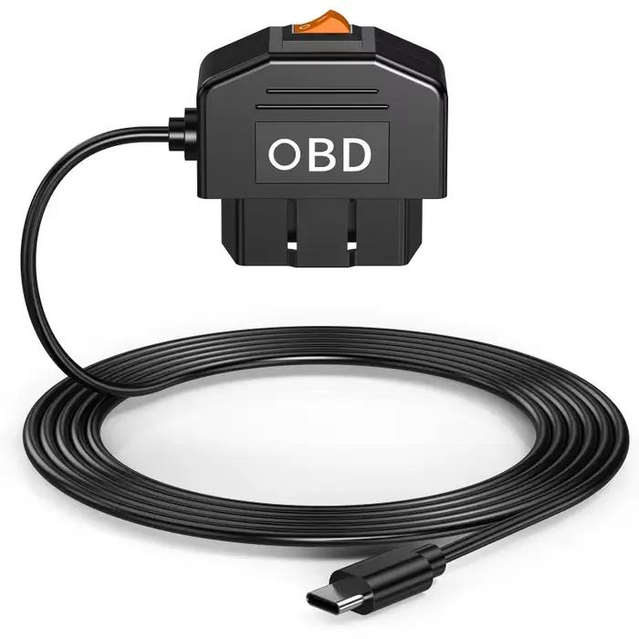 Câble d'alimentation de chargeur pour caméra de tableau de bord, DVR 24h, accessoires de stationnement de voiture, Protection de batterie, nouveau bon OBD vers Type C