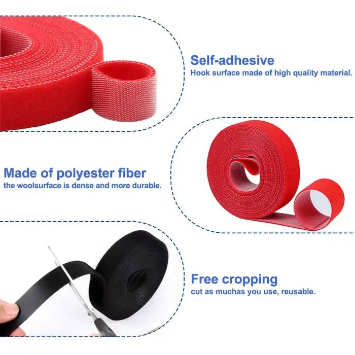 1/5 rouleaux de 5M de attaches pour câbles réutilisables rouges