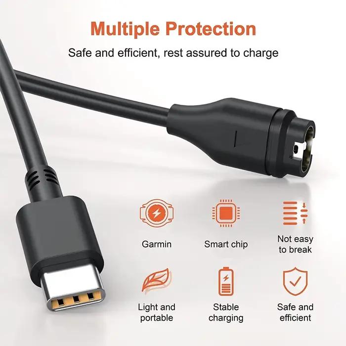 Câble de chargeur de montre de Type C pour Garmin Venu 2 plus/Fenix 8 7X 6S 6X 5S 5X Plus