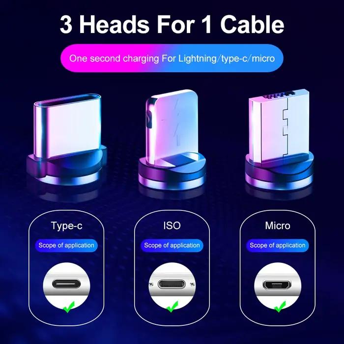 Câble magnétique USB Type C 360 pour recharge rapide