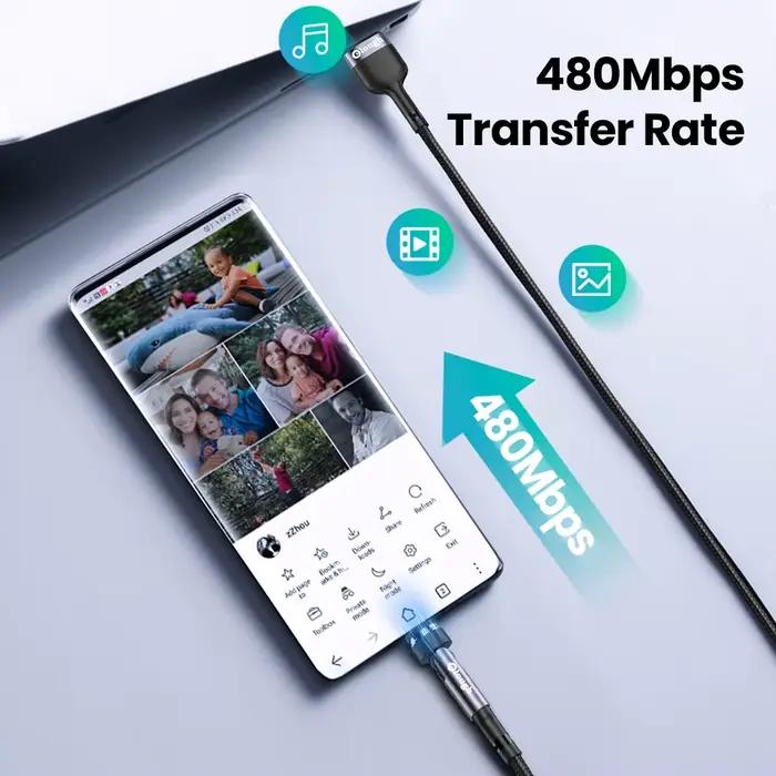 Elough câble magnétique Type C fil 540 rotation 3A aimant de charge rapide USB
