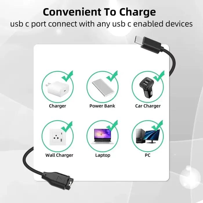 Câbles de charge USB Type C pour montres connectées Garmin Fenix 8