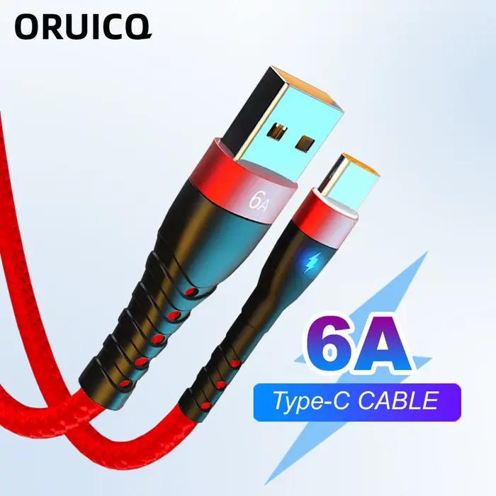 Câble USB type-c 66W/6A en Nylon pour recharge rapide
