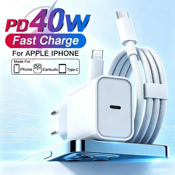 Chargeur USB Type C 40W pour iPhone, chargeur rapide pour iPhone 16 17 15 14 13 12 11 Pro Max, câble de charge PD, accessoires pour téléphone