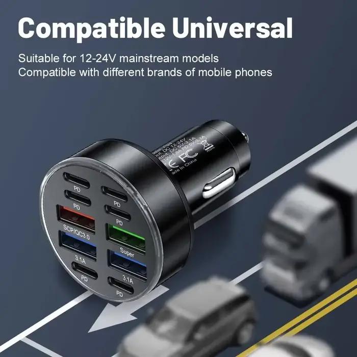 350W 10 Ports chargeur de voiture charge rapide PD QC3.0 USB C