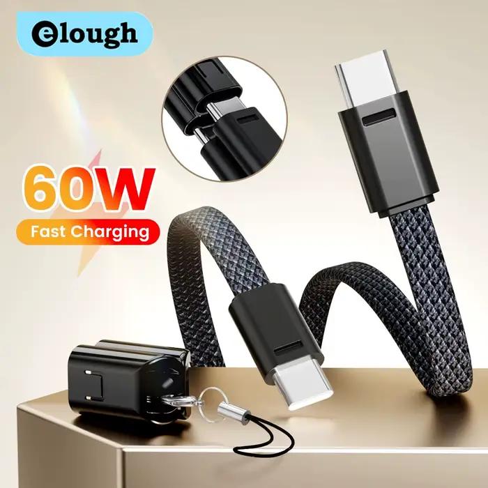 Câble de charge Elough 60W Type C rétractable pour iPhone Samsung Xiaomi occasions spéciales