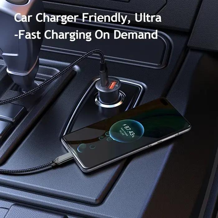 Câble de charge rapide USB3.2 vers Type-C 3A 60W : pour téléphones, disques durs, ordinateurs portables, voitures, appareils photo, CarPlay et webcams