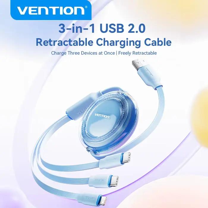 Vention USB C câble 3 en 1 rétractable USB Type C