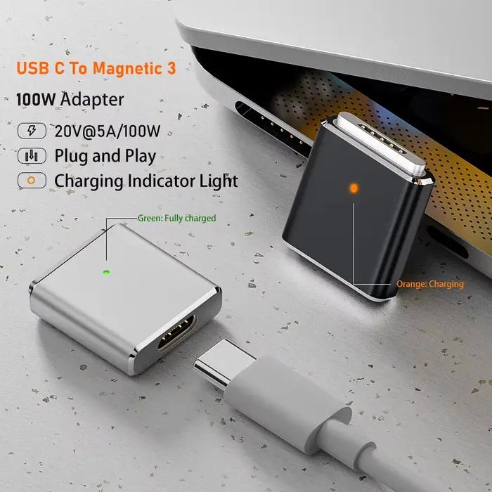 Adaptateur type-c vers magnétique Magsafe 3 pour MacBook Air Pro 100W