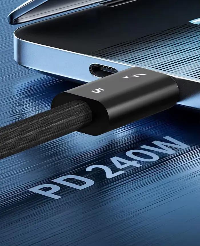 Thunderbolt 5 Câble de Données Pleine Fonction USB C vers USB C Charge Rapide PD 240W 16K 60Hz Sortie Vidéo Transmission Fonctionnelle 80Gbps Occasions Spéciales