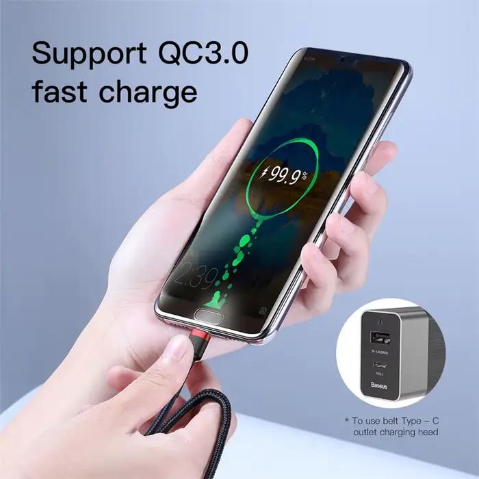 Câble Baseus USB C vers USB Type C rapide pour MacBook Pro Samsung Xiaomi charge rapide 60W PD certifié CE FCC ROHS 3,5m rouge