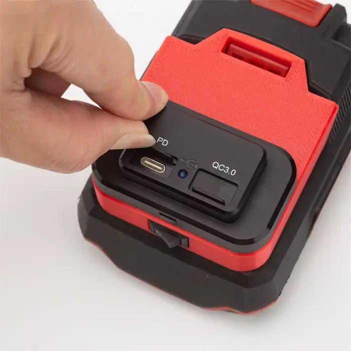 Pour batterie externe Parkside li-ion avec 1 interface USB et 1