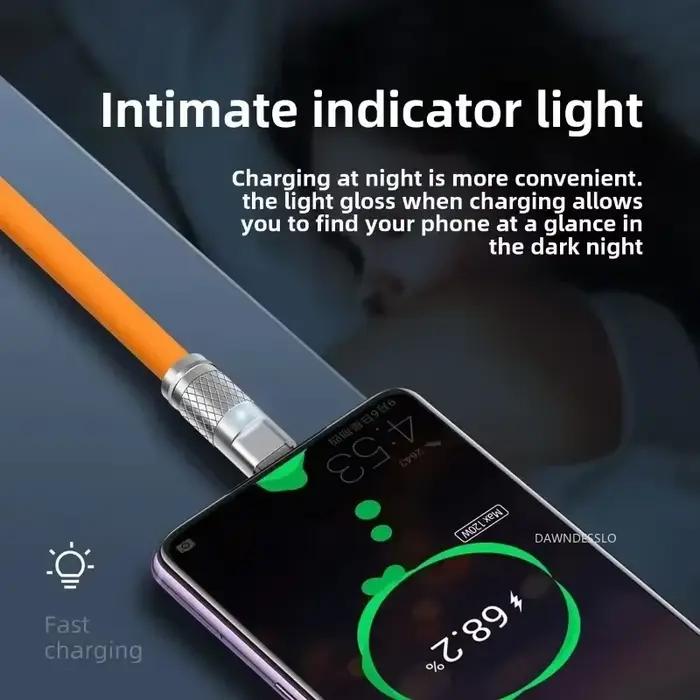 Nouveau 120W 7A Charge Super rapide PD Type C câble en Silicone liquide 1M 1.5M 2M