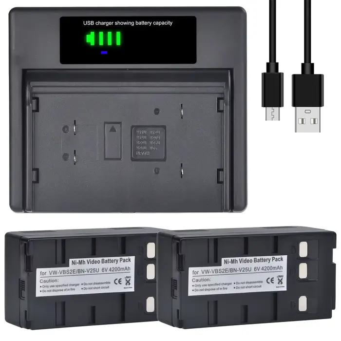 6V 4200mAh BN-V25U VW-VBS2E Batterie et Chargeur USB pour JVC BN-V22U