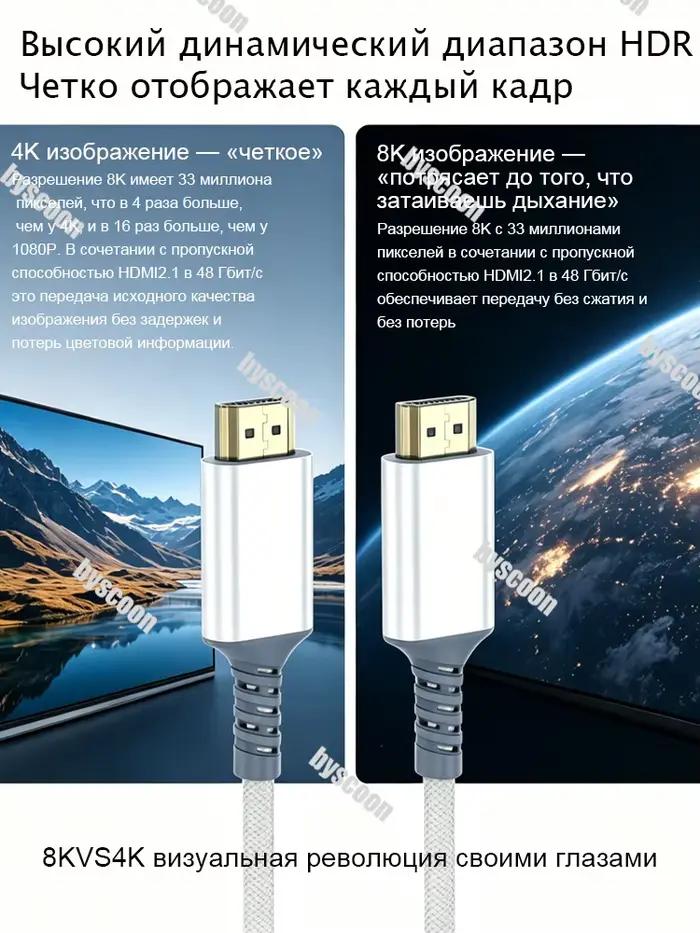 Câble HDMI 2.1 Ultra HD blanc glacé 8K 60Hz 4K 240Hz 48Gbps HDR10+ pour PS5