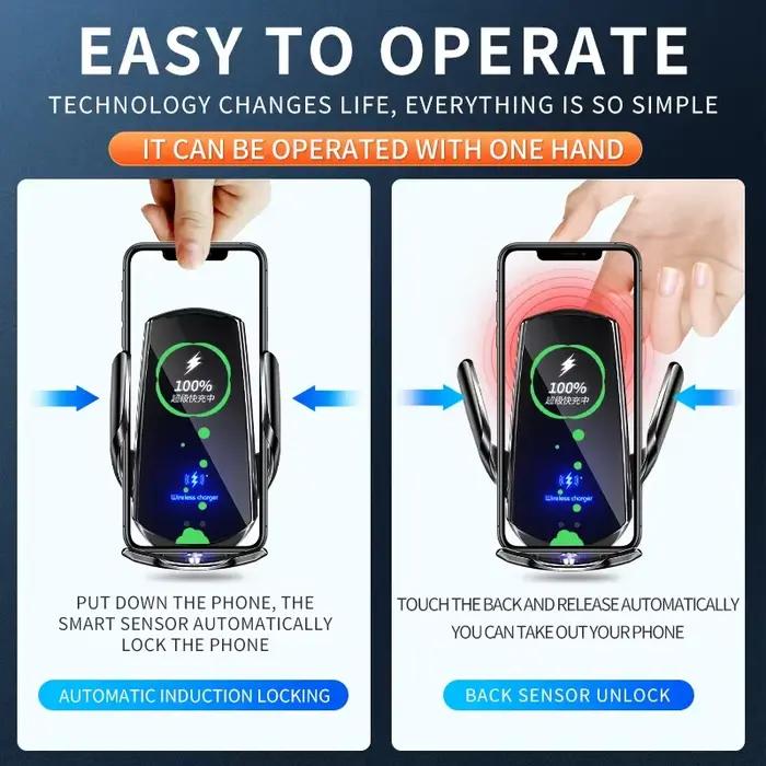 Support de téléphone de voiture chargeur sans fil pour IPhone 12 13 14 Pro Max Samsung S22 S21 S10