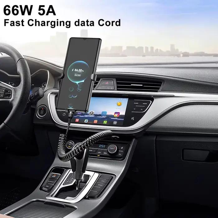 Câble télescopique USB Type-C 66W/5A à ressort