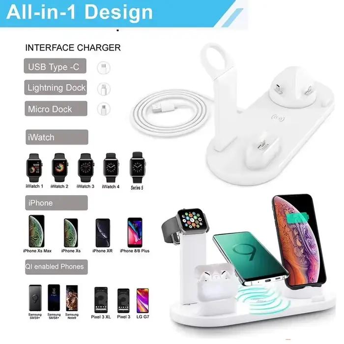 Station de charge rapide sans fil 6-en-1 15W pour iPhone 17-11 X