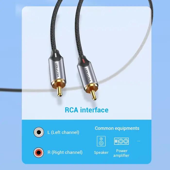 Câble Audio 3.5mm à 2RCA de Vention Compatible avec Smartphones, Amplificateurs, Télévisions et Autres Appareils Électroniques Occasions Spéciales