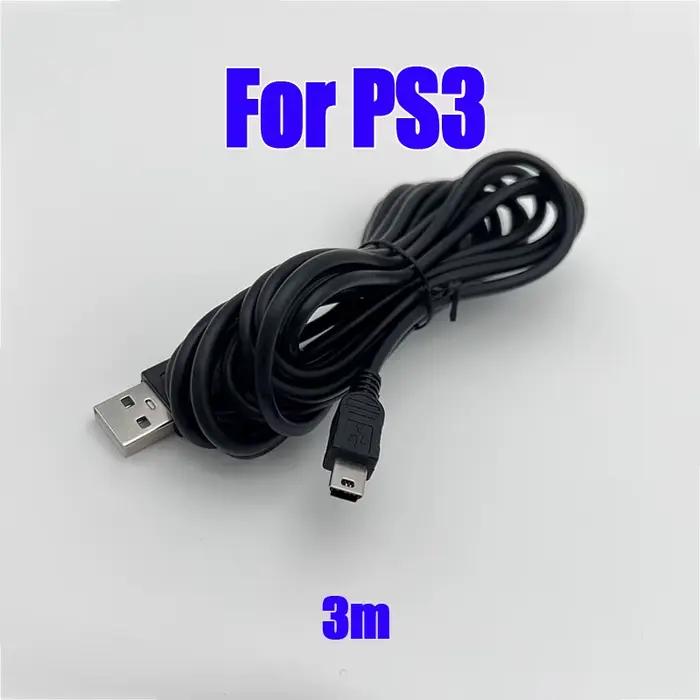 1PC 0.8m 1m 1.5m 1.8m 3m USB chargeur d'alimentation câble de chargement pour Playstation 3 pour PS3 contrôleur accessoires noir