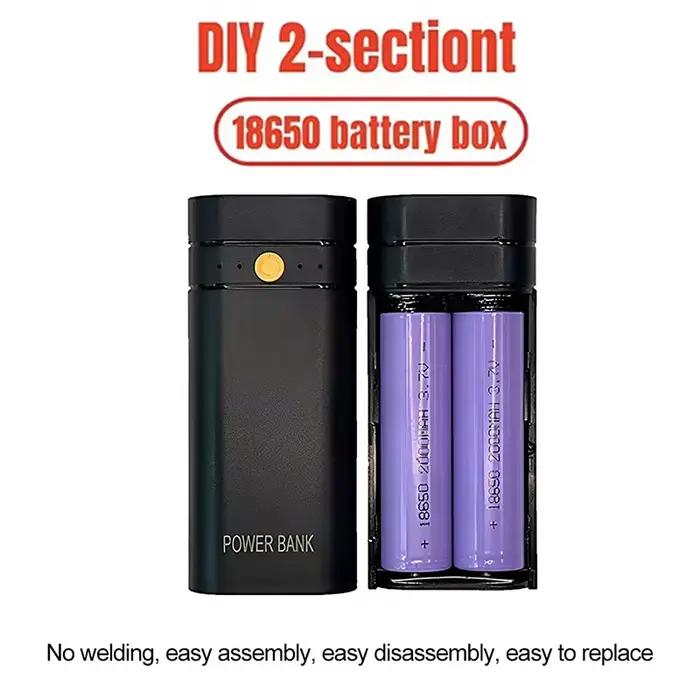 Boîtier de batterie externe DIY pour téléphone, charge électronique, sans piles, 6000mAh 5V 2A, 2x 18650, chargeur de batterie USB Type-C