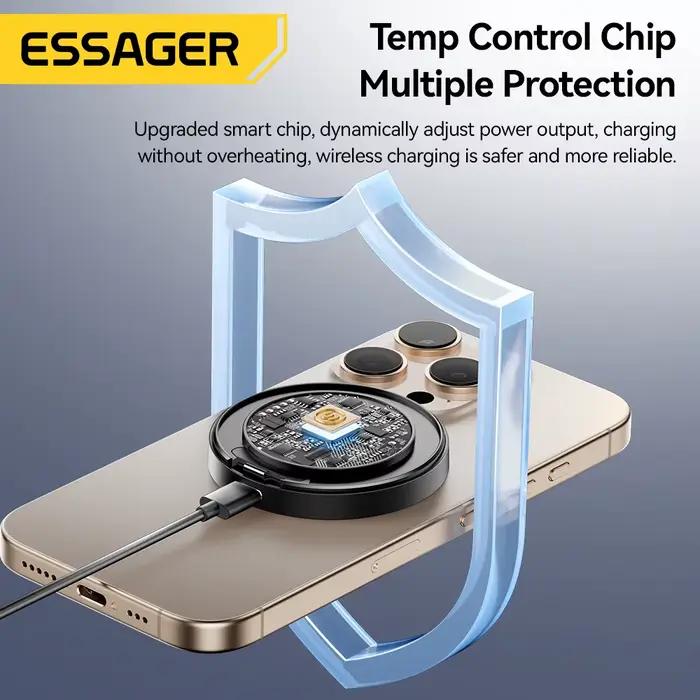 Essager chargeur sans fil magnétique avec support 15W charge rapide pour iPhone17 16 15 14Pro Max Airpods Mini