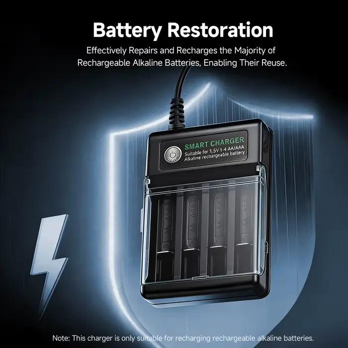 Chargeur de batterie intelligent pour piles alcalines rechargeables AA AAA 1