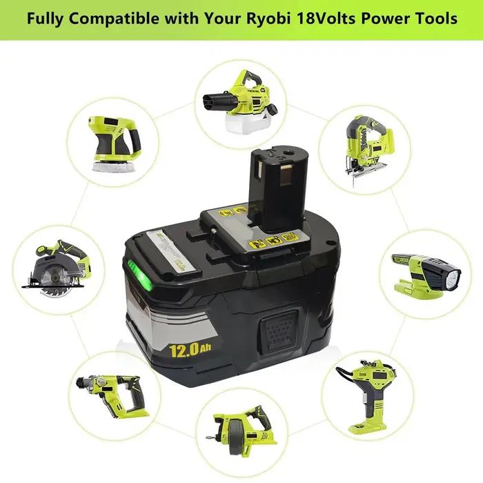 Nouvelle batterie haute performance RYOBI 18V 12.0Ah-15C l-ion adaptée à tous les outils électriques de la série P104 P108 P109 RB18L50 RB18L20