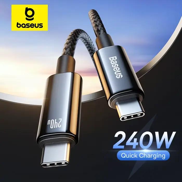 Câbles de charge ultra rapides Baseus PD 240W pour iPhone 16 15 Plus Promax TypeC vers USB Type C câble pour Macbook iPad cordon de données