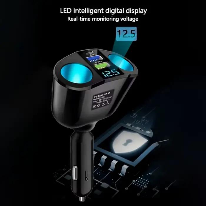 Le chargeur de voiture double USB numérique PD convient à charger plusieurs appareils simultanés