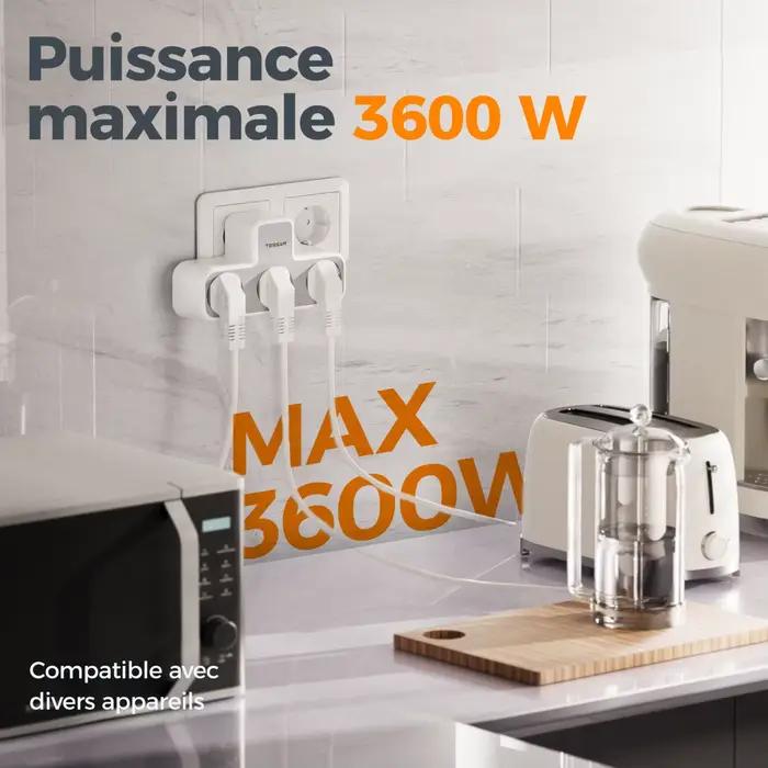 TESSAN prise murale Multiple avec 3 prises ca Ports de charge