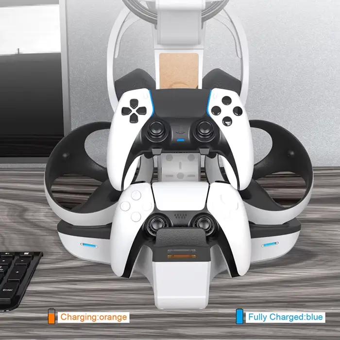 Support de charge professionnel pour manettes avec indicateur LED et rangement pour casque et écouteurs pour PS5 PS VR2