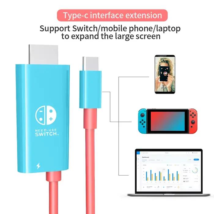 Câble USB C vers FHD 4K pour Switch/Switch 2