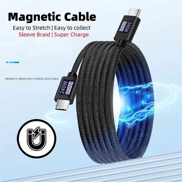 Câble magnétique USB C USB4.0 Type C 20Gbps PD3.1 240W 8K 5K 4K