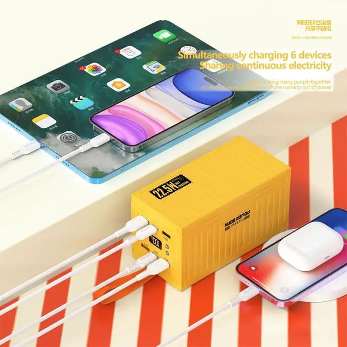Batterie externe 60000 mAh PD22.5W QC3.0 avec affichage numérique et lampe de poche pour charge rapide de smartphones et tablettes