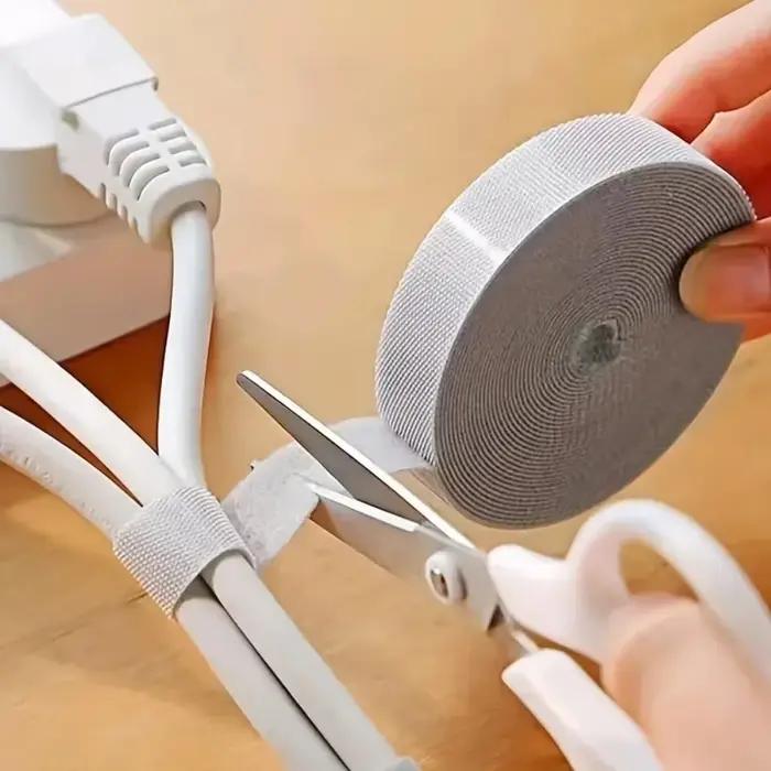 Attache-câble réutilisable 10 mm x 5 m - Organisateur de fils multi-usages pour câbles de données et plantes