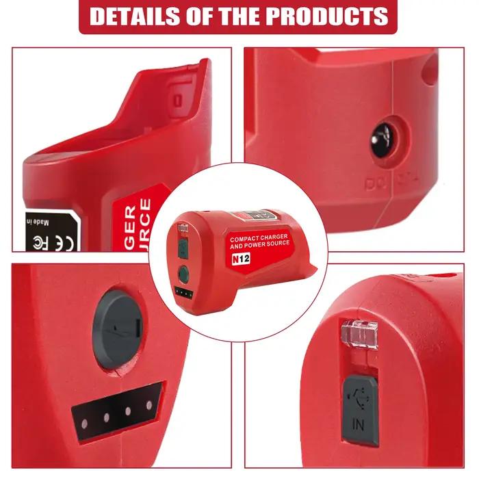 Chargeur Adaptateur Secteur Portable Compatible Milwaukee M-12 Lithium Ion Batteries Pour Vêtements Chauffants Multi Appareils Occasions Spéciales