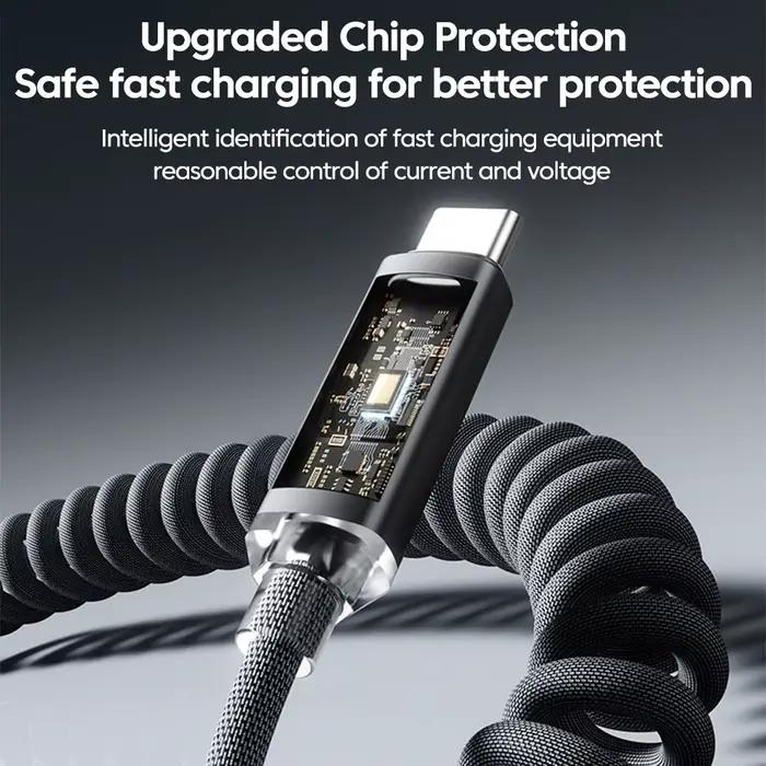 Câble de charge super rapide rétractable USB C vers Type C avec affichage numérique 120W