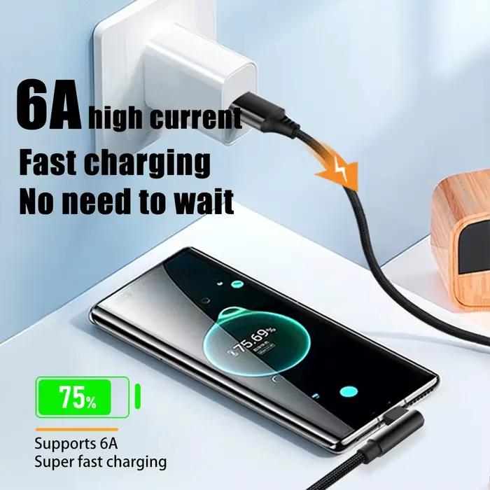Coude USB C 6A charge rapide étendre 3m câble de données de Type C de 5 mètres pour Huawei
