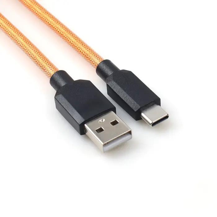 【LANO】Nouveau câble USB vers Type C double gaine blanc et bleu foncé pour clavier mécanique