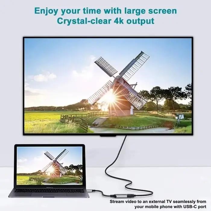 Adaptateur 4K 60Hz Type C vers HDMI USB 3.1 Câble Convertisseur TV PC MacBook iPad iPhone 15 Occasions Spéciales
