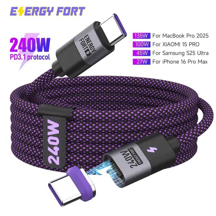 Câble de charge magnétique de Type C 240W PD3.1