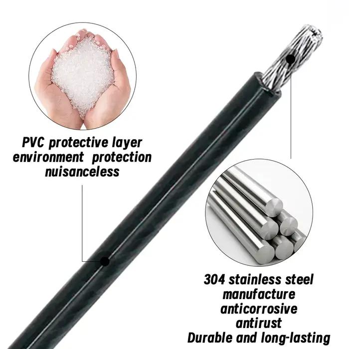 Câble métallique 304 en acier inoxydable revêtu de PVC noir
