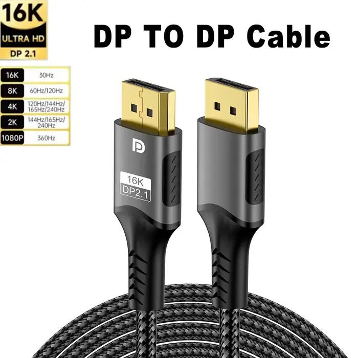 Câble DisplayPort 2.1 pour ordinateur portable 16K 8K@120Hz 4K@240Hz HDR compatible avec Xbox et moniteur de jeu pour connectivité fluide et haute résolution
